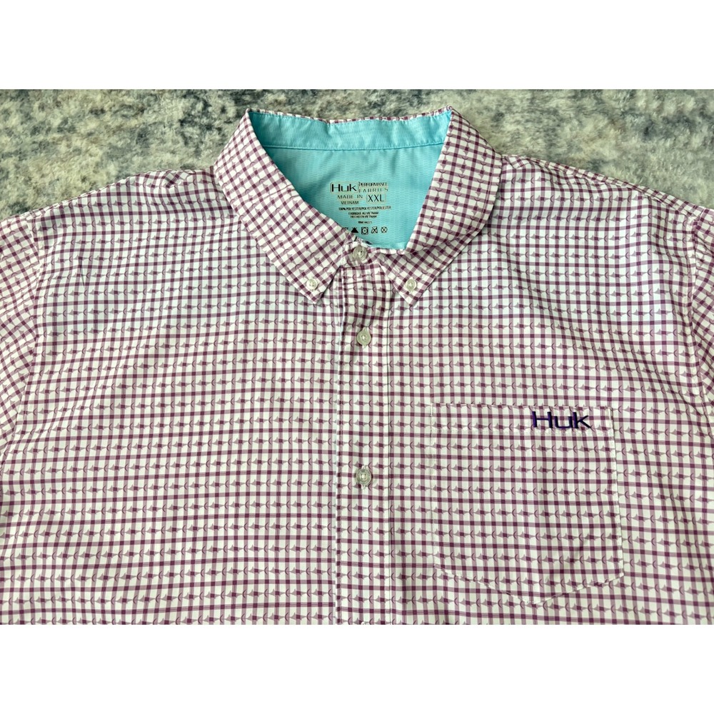 Men's Huk Performance Fabrics 2XL XXL Short Sleeve Shirt Fish Print Light Weight